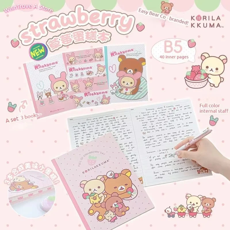 Picture 3: RosyPosy New Rilakkuma B5 Notebook 3 Pack Lined Pages Glue Bound Cute Cartoon Diary Journal For Office School Stationery Use