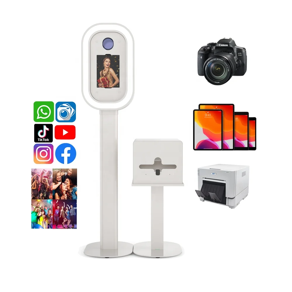 ipad photo booth shell iPad pro surface pro tablet dslr photobooth with printer stand oval photo booth with camera and printer