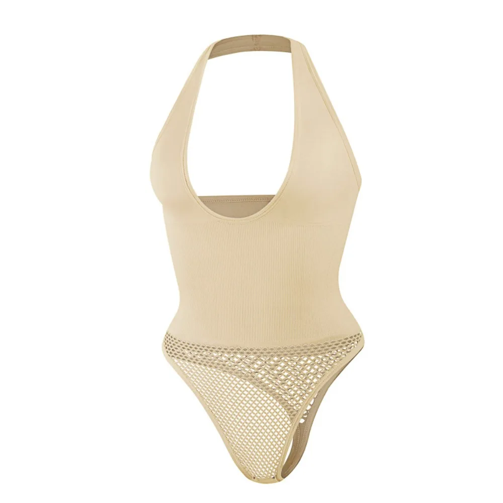 

Simple Seamless Halter Bodysuit Shapewear Tummy Control G-string Waist Trainer Thin Hollow Postpartum Body Shaper Postpartum