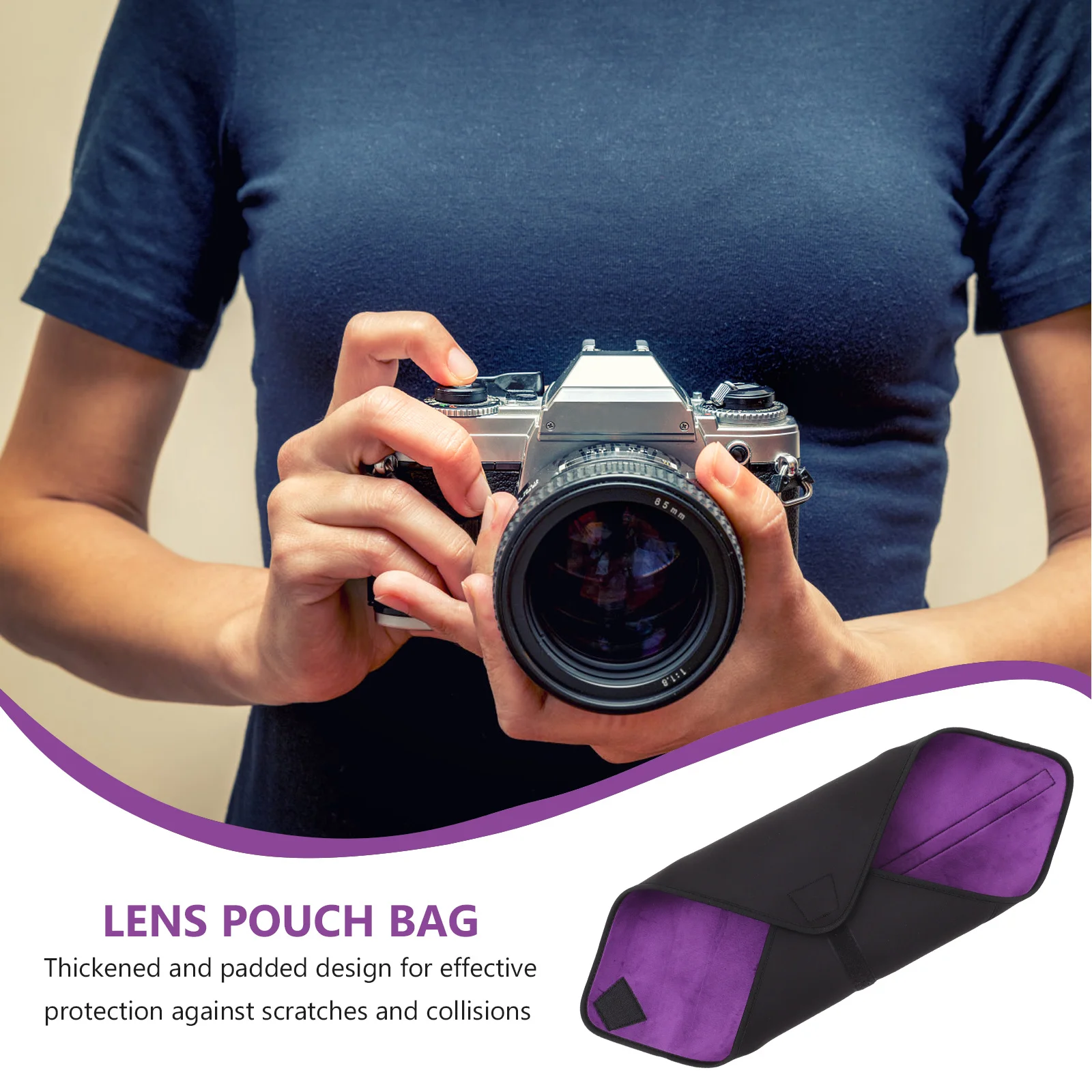 

1pc Camera Wrap Bag Thickened Padded Neoprene Dslr Lens Protector Anti Scratch Splashproof For Mirrorless Travel Outdoor