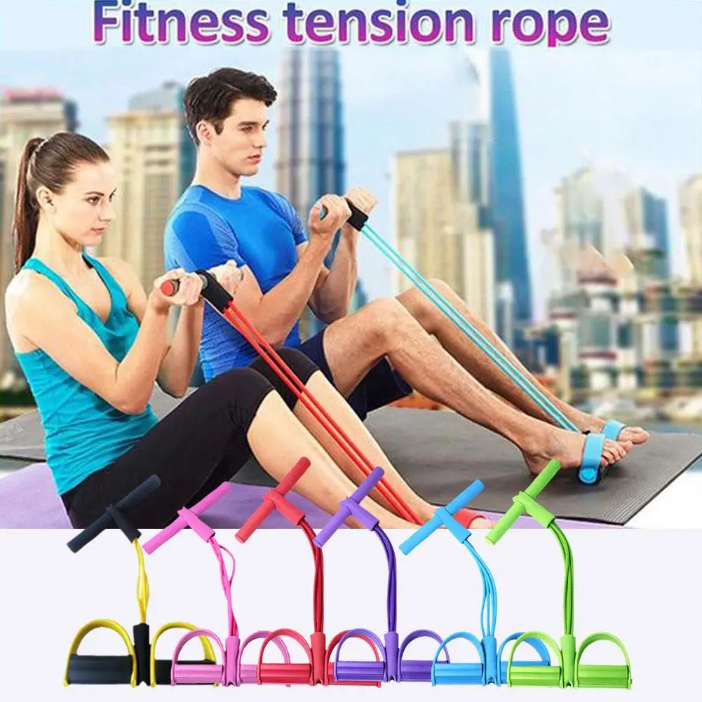 Pedal Resistance Band 4 Tube Resistance Band Bodybuilding Exercise Equipment Puller Expander Up Latex Fitness Pedal Ankle S T1C5