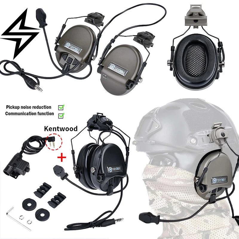 

Civilian Communication Headset Polar Noise Reduction Earphones With KENWOOD Plug PPT Interphone Adapter Shooting Training