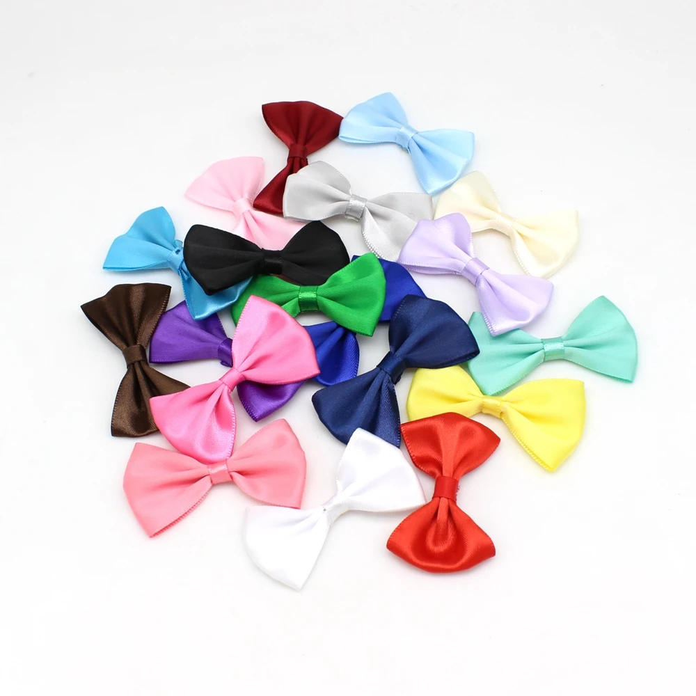 20pcs or 50pcs 40mm-60mm  Bows Girls Boutique Craft Wedding Satin Ribbon Bows DIY Hair Accessories Sewing Supplies