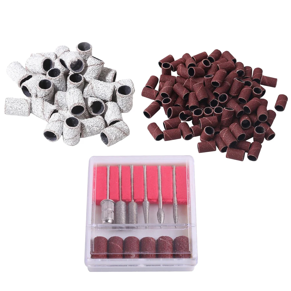 

100pcs Polishing Tool Manicure Tool Kit Lightweight Nail Sander Set Smooth Grinder For Household Use Frosted Ring Red Brown