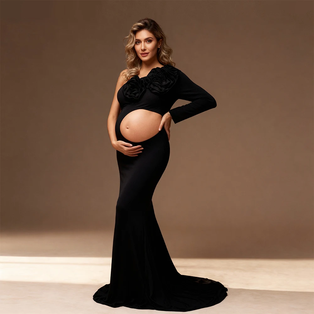 

Custom Mermaid Maternity Dresses for Photoshoot with 3D Flowers Baby Belly Shooting Dress for Pregnant Women for Photo Shoot