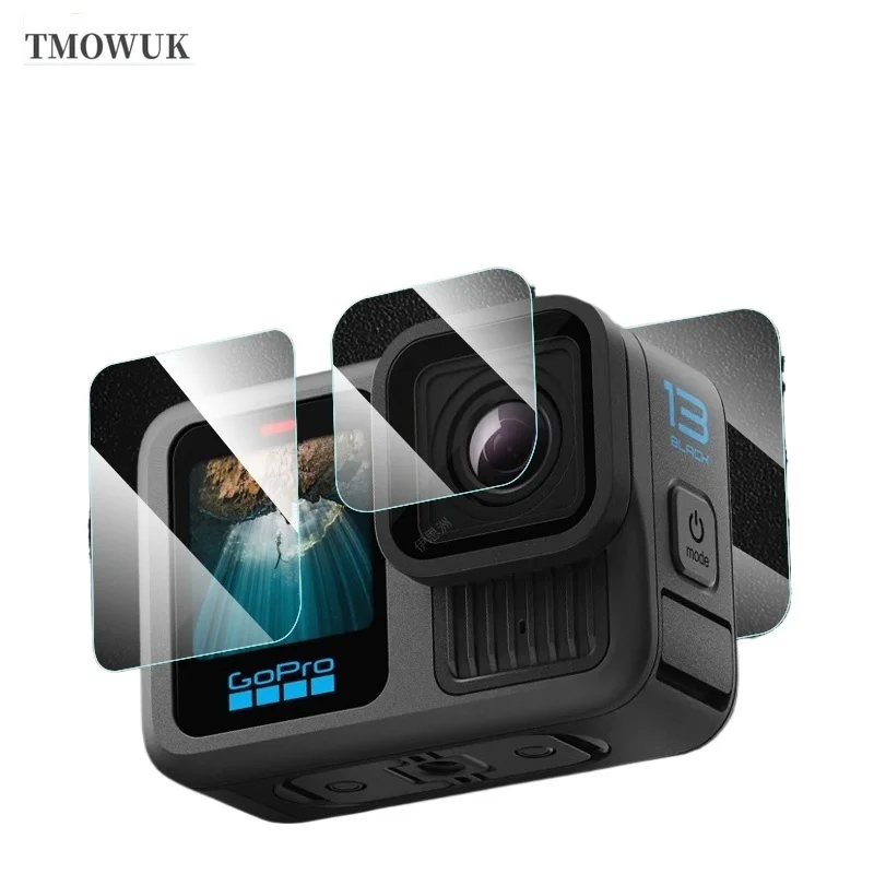 لـ GoPro Hero 13 - 9H HD واقي شاشة من الزجاج المقوى مع واقي عدسة - تغطية خلفية أمامية كاملة - مضاد للخدش، صدمات