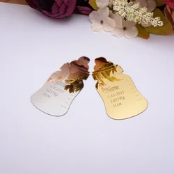 10x5cm Baptism Gifts Personalized Newborn Baby Memorial Cards Acrylic Mirror Bottle Tags Birthday Babyshower Party Favors Decor