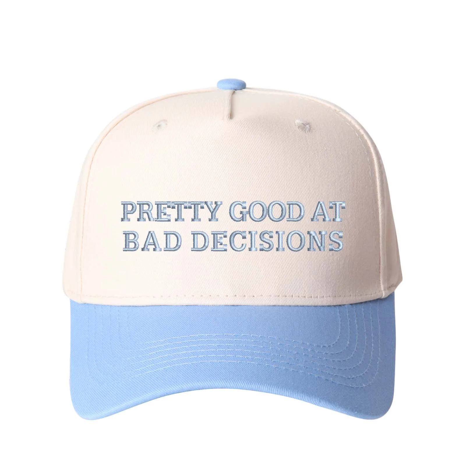 VERGIAC PRETTY GOOD AT BAD DECISIONS Letter Embroidered Trucker Hat, Adjustable Unisex Mesh Cap for Vacation Travel Outdoor Dail