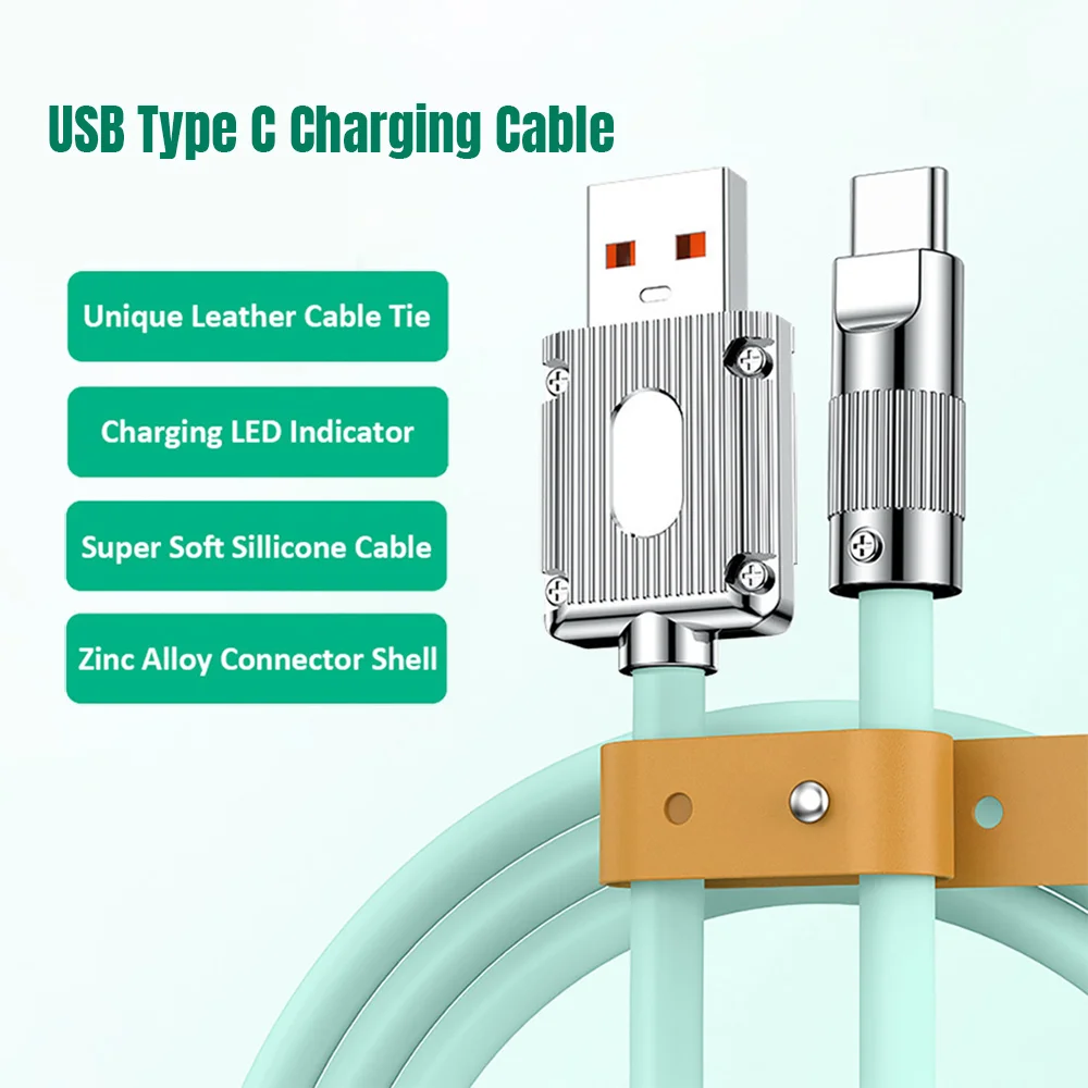 Kabel USB do szybkiego ładowania typu C Kabel Lightning Micro USB Miękki kolor Kabel do szybkiego ładowania 6A do iPhone Xiaomi Redmi