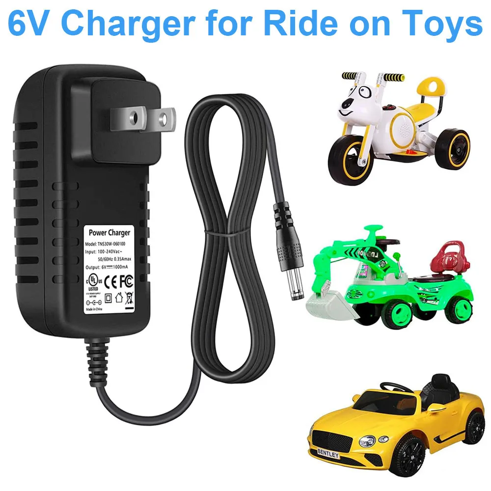 6V Charger for Ride on Toys,6V Battery Charger for Kids Ride on Car,6 Volt Charger for Power Wheel Electric Ride-Ons Accessories