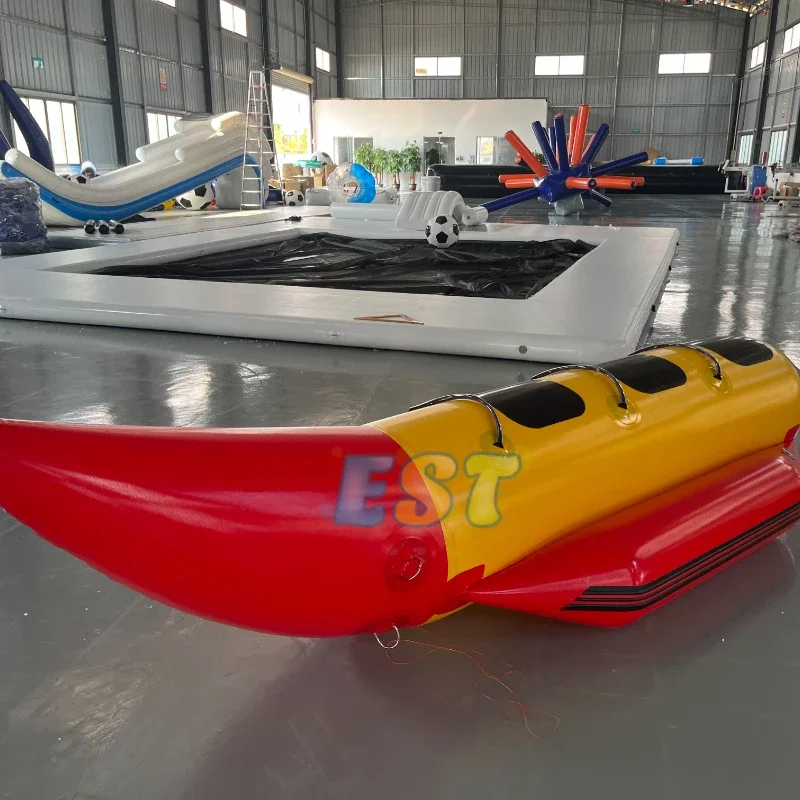 Banana Boat Inflatable Towable Tube Ski Water Play Equipment 3 Seats Inflatable Sea Flying Fish Boat With Electric Pump