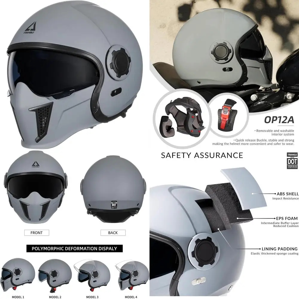 خوذة موتوكروس ثنائية القناع للرجال والنساء مع واقي من الشمس، معتمدة من وزارة النقل، رمادي، كبير #1