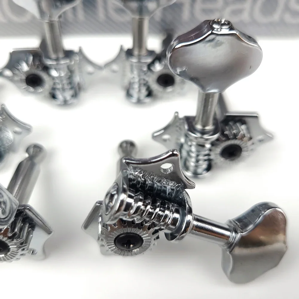 WILKINSON WJ-28N 3R3L Vintage Chrome Silver Open Butterbean Guitar Tuners Machine Head Parts 19:1 Gear Ratio