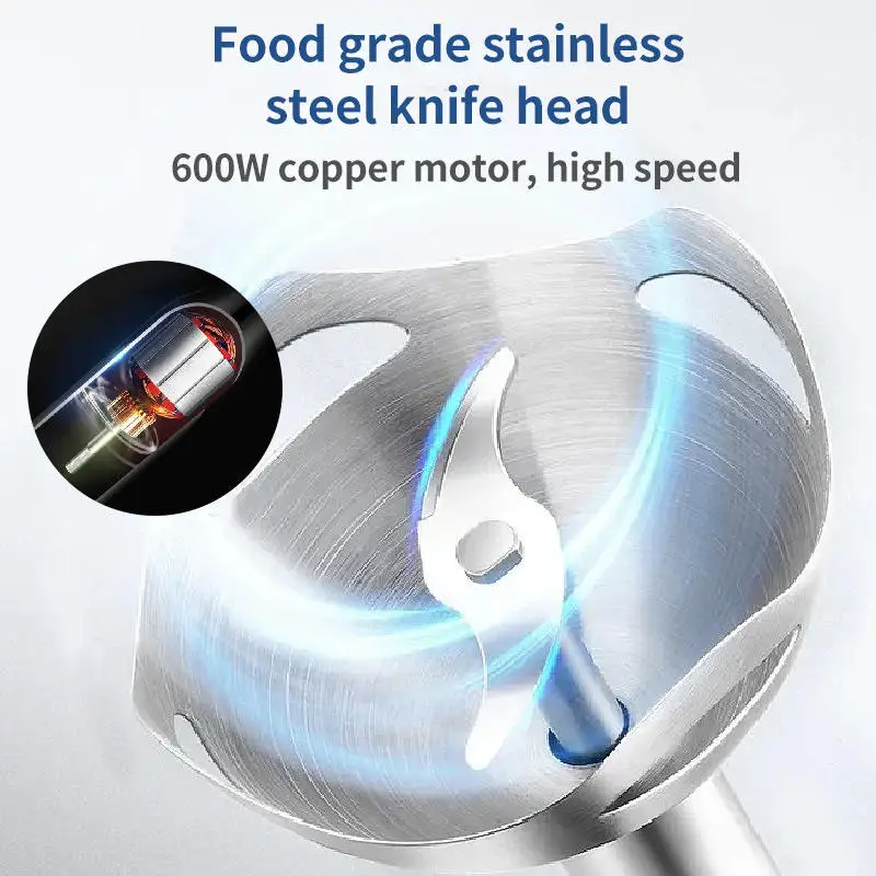 600 Watt Smart Stick Immersion Blender, Stainless Steel, Red