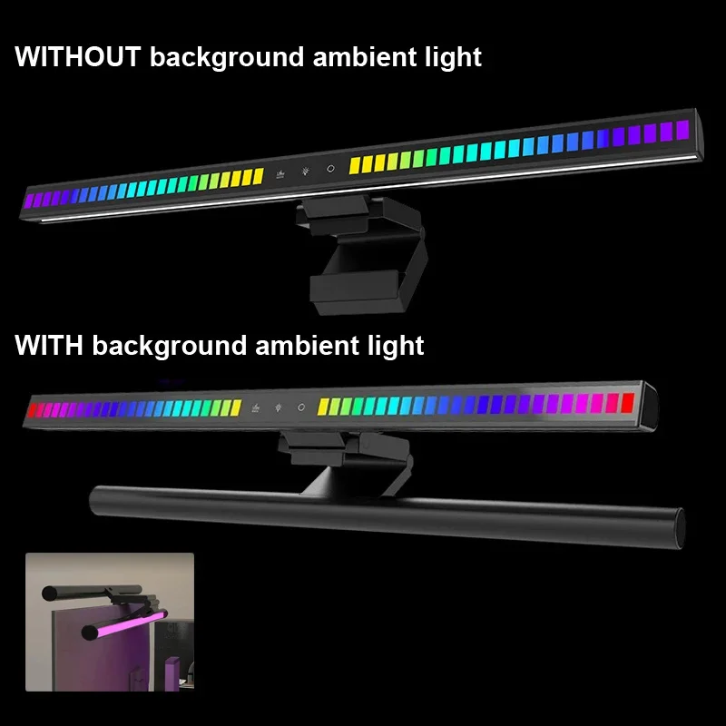 Lampu Monitor RGB Bar Suasana Sentuh Sensitif LED Lampu Meja Monitor Komputer dengan Suara Mengambil Irama Musik untuk Bermain Game