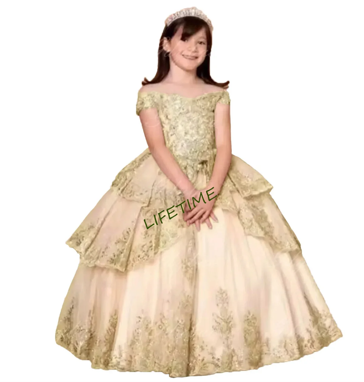 CustomTulle Blumenmädchenkleider für Hochzeit Kleinkinder Perlenapplikationen Kurze Ärmel Geburtstagsfeier Ballkleid Prinzessin Festzug Dr