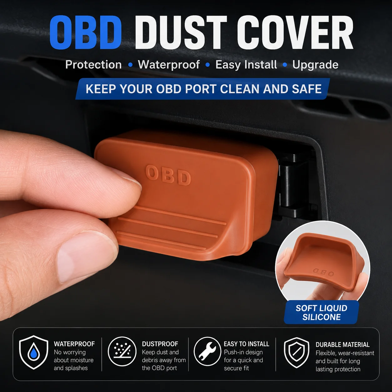 Universal Car OBD Port Dust Cover Waterproof Silicone OBD2 Connector Protective Cap Dust Plug