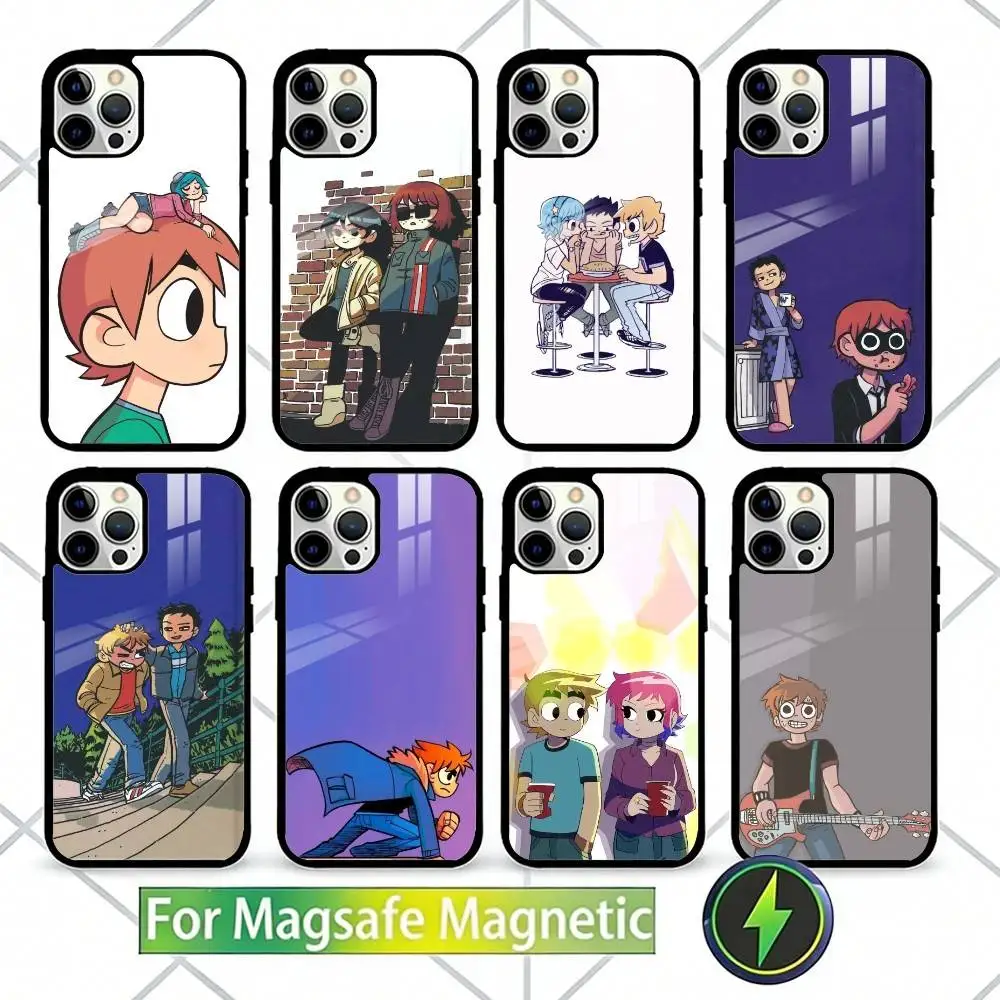 

C-Cartoon S-Scott P-Pilgrim Phone Case For iPhone17,16,15,14,13 Plus,Pro Max Magnetic For Magsafe Wireless Charging