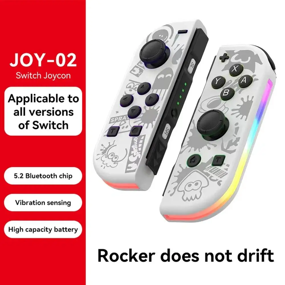 BT 5,2 Joy Controller RGB LED Switch L/R Joypad para Nintendo Switch/Lite/Oled JoyCon Gamepads Joystick con doble vibración