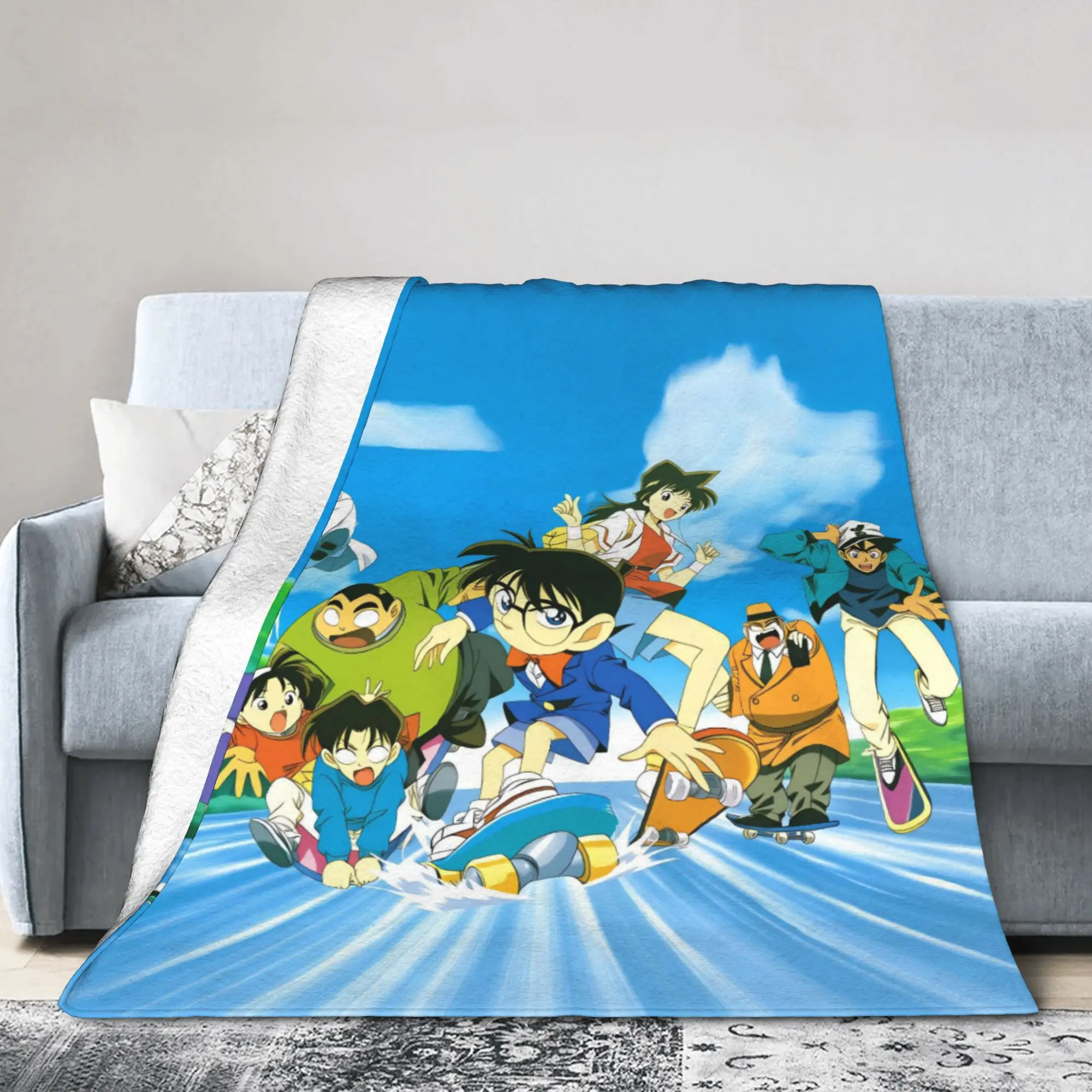 Custom Ran Mouri Detective Conan Edogawa  Blankets Warm Flannel Kogoro Mouri Throw Blanket for Bedding Couch Quilt