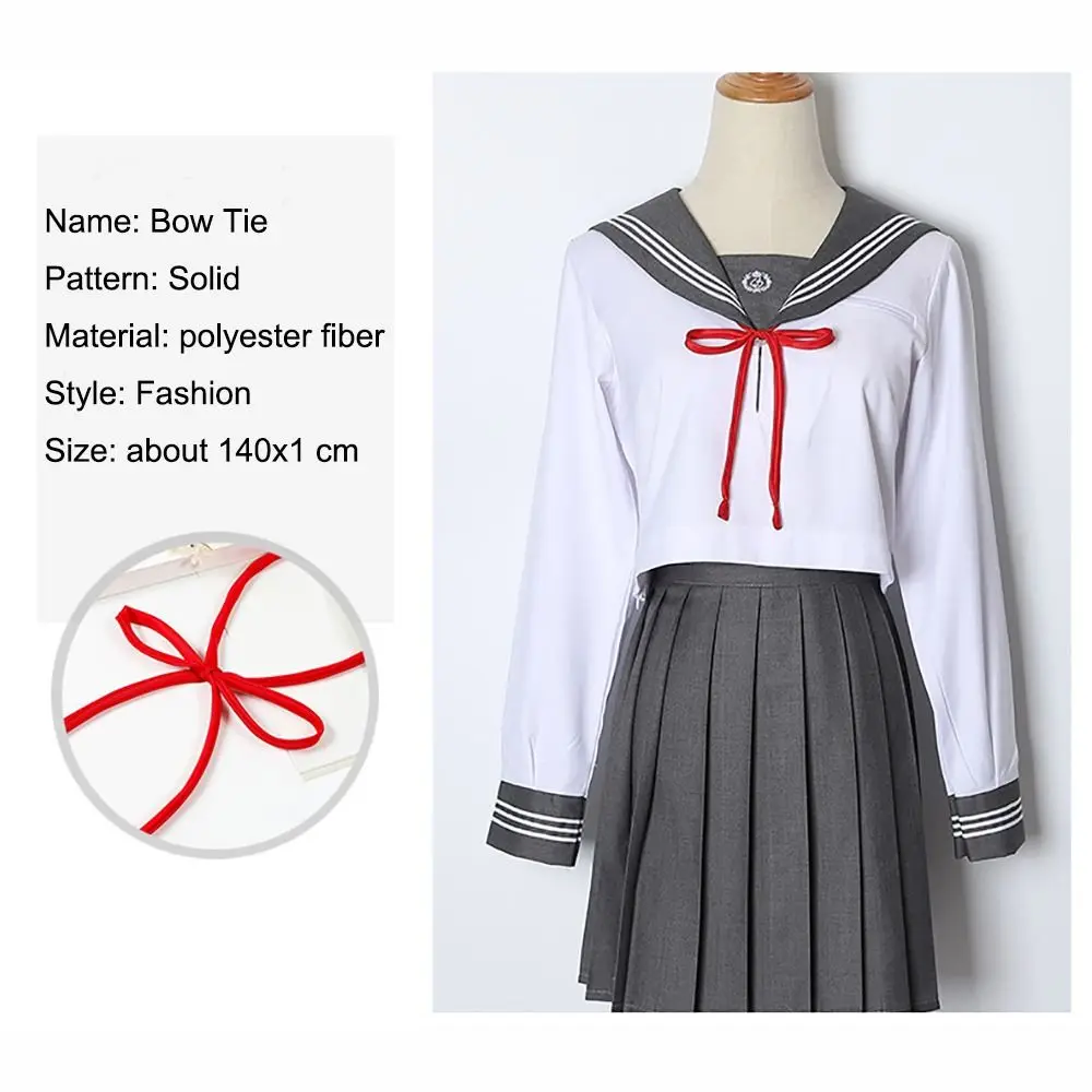Elegant Solid Color Neck Tie Thin Satin Ribbon Knot Shirt Accessory School Student