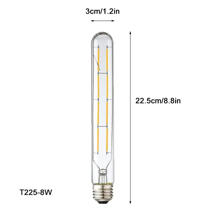 100-240V 6000K LED Filament Light Bulb 110V 120V 6500K Tubular Edison Bulbs T10 T185 T225 T30 T300 Long Tube 4W 6W 8W LED Bulb