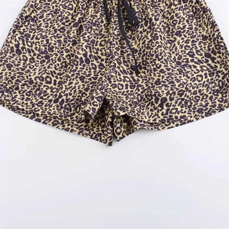Leopard Print Short Pants French Casual Animal Print Shorts Autumn Summer Loose Lady Pocket Women's Clothing