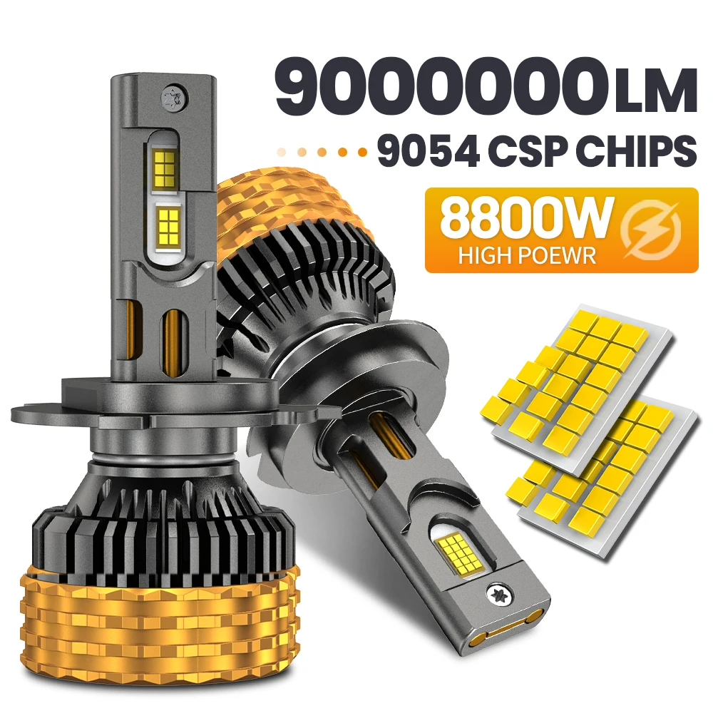 

Светодиодные лампы H7 H4 высокой мощности 8800W, 9000000LM, H1 H3 H11 9005 HB3 9006 HB4 9012 9007 H13, сверхъяркие, 12V, с поддержкой CANbus