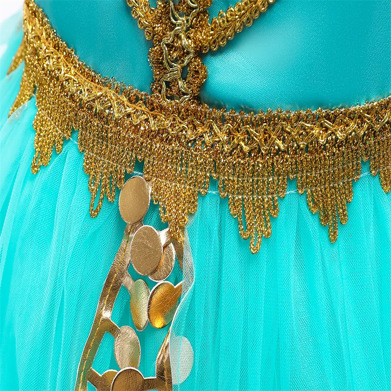 Arab Princess Cosplay Jasmine Dress For Girls Princess Theme Party Costume Halloween Kids Birthday Surprise Gift