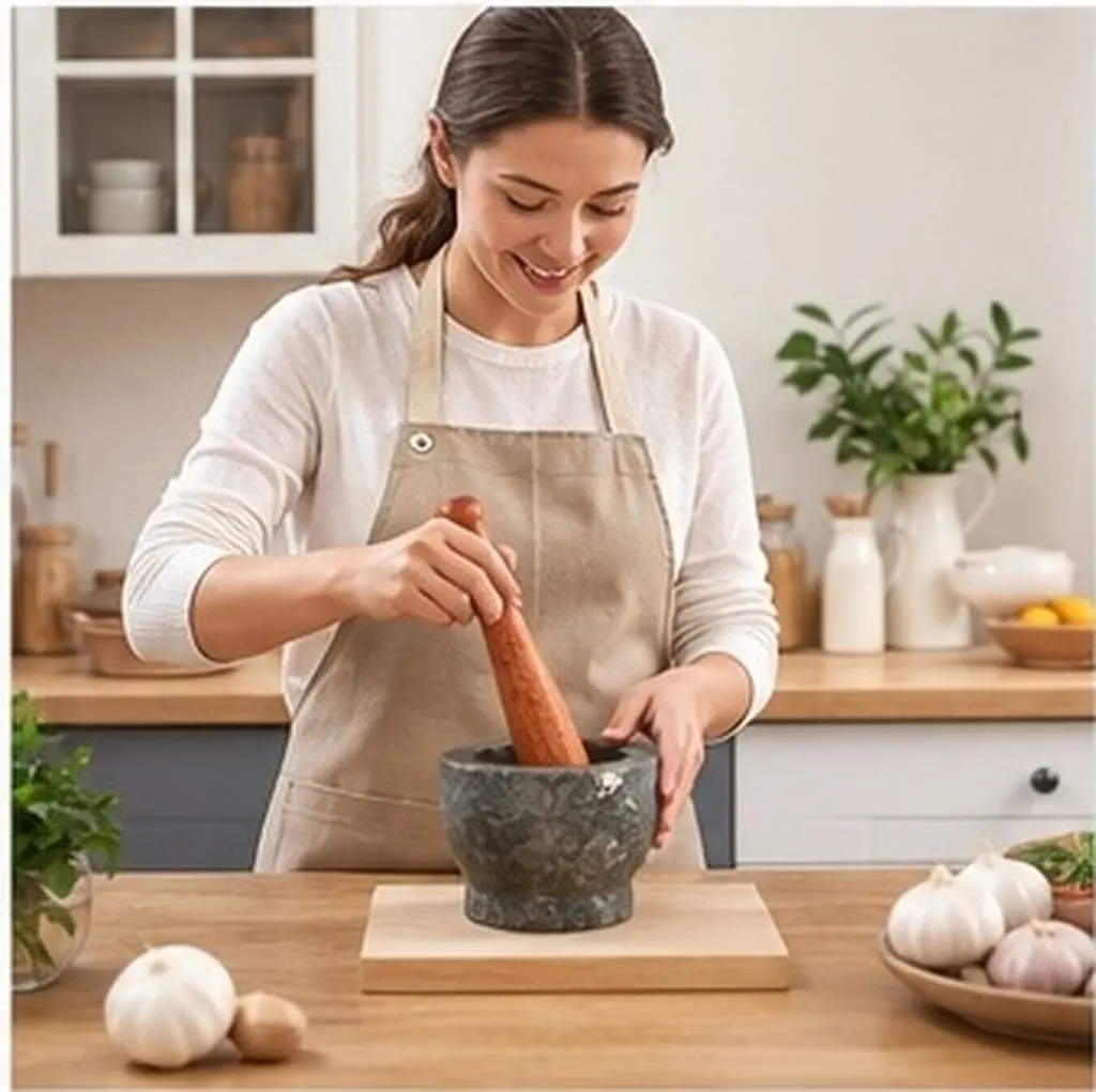 2Pcs Professional Wooden Garlic Grinding Rod Ergonomic Long Handle for Crushing Spices Mashing Food Kitchen Utensil Multipurpose