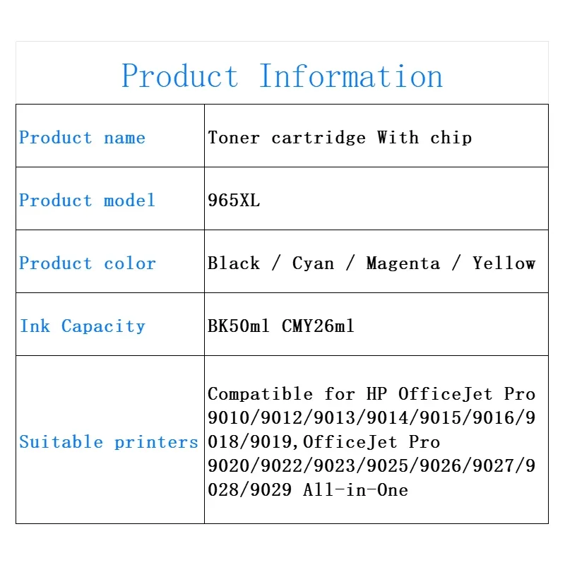 Imagem -06 - Cartucho de Tinta Compatível para hp Office Jet Pro 965xl 965 965 9010 9020 9012 9015 9018 9019 9025 9026 9028 9029 Impressora