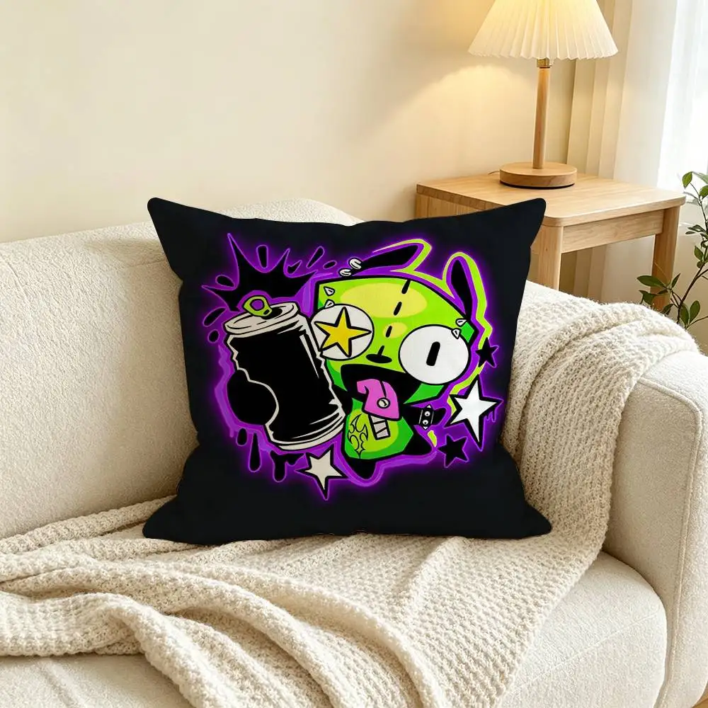 Cartoon Invader Zim Gir  Square Double-Sided printed Pillow Case Bedroom Bedside Pillow Sofa Cushion Cover