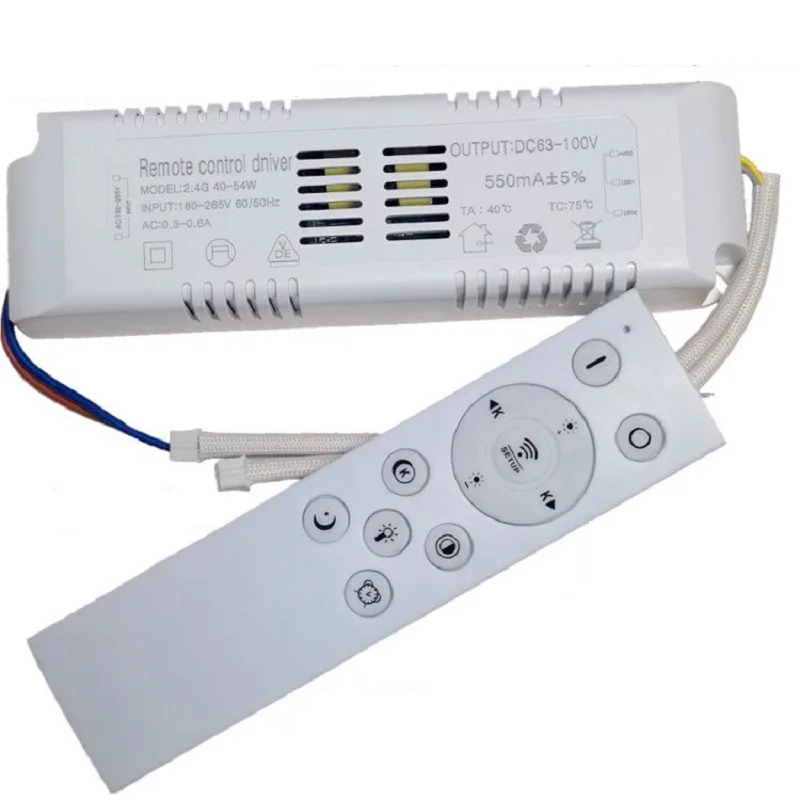 

40-54W 180-265V Stepless dimming power supply 2.4G remote control dimmer driver for LED ceiling lighting dual color drive