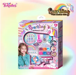 2024 Press On Nail Sticker Kids Girls Scented Nail Polish Ggift Set Kids Make Up Peel Off Press On Nail Kit DIY Set