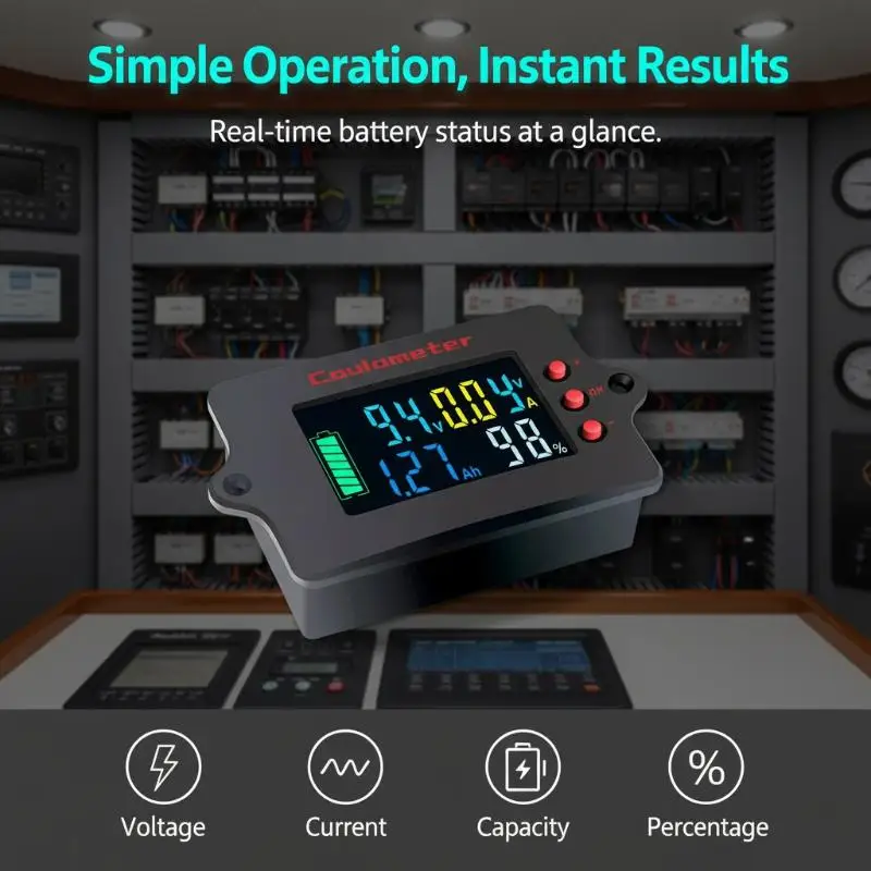 PZEM037 Voltage Current Meter High Precision Battery Level Detector 120V 10/50A Coulombmeter for RV Automotive Use