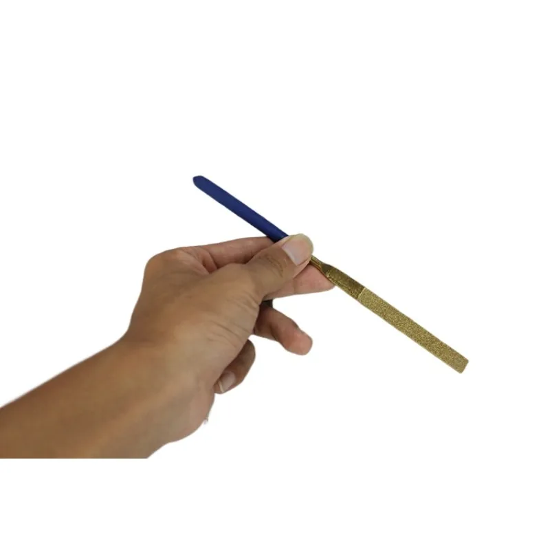 Titanium Coated Diamond Needle File Set, 10Pcs Flat Diamond Files with Blue Handle for Metal, Glass, Stone Polishing