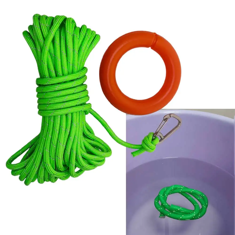 Water Rescue Rope Reflective Floating Line with 304 SS Hook Boat Kayak Pool Emergency High Visibility Lifeguard SafetyThrow Rope