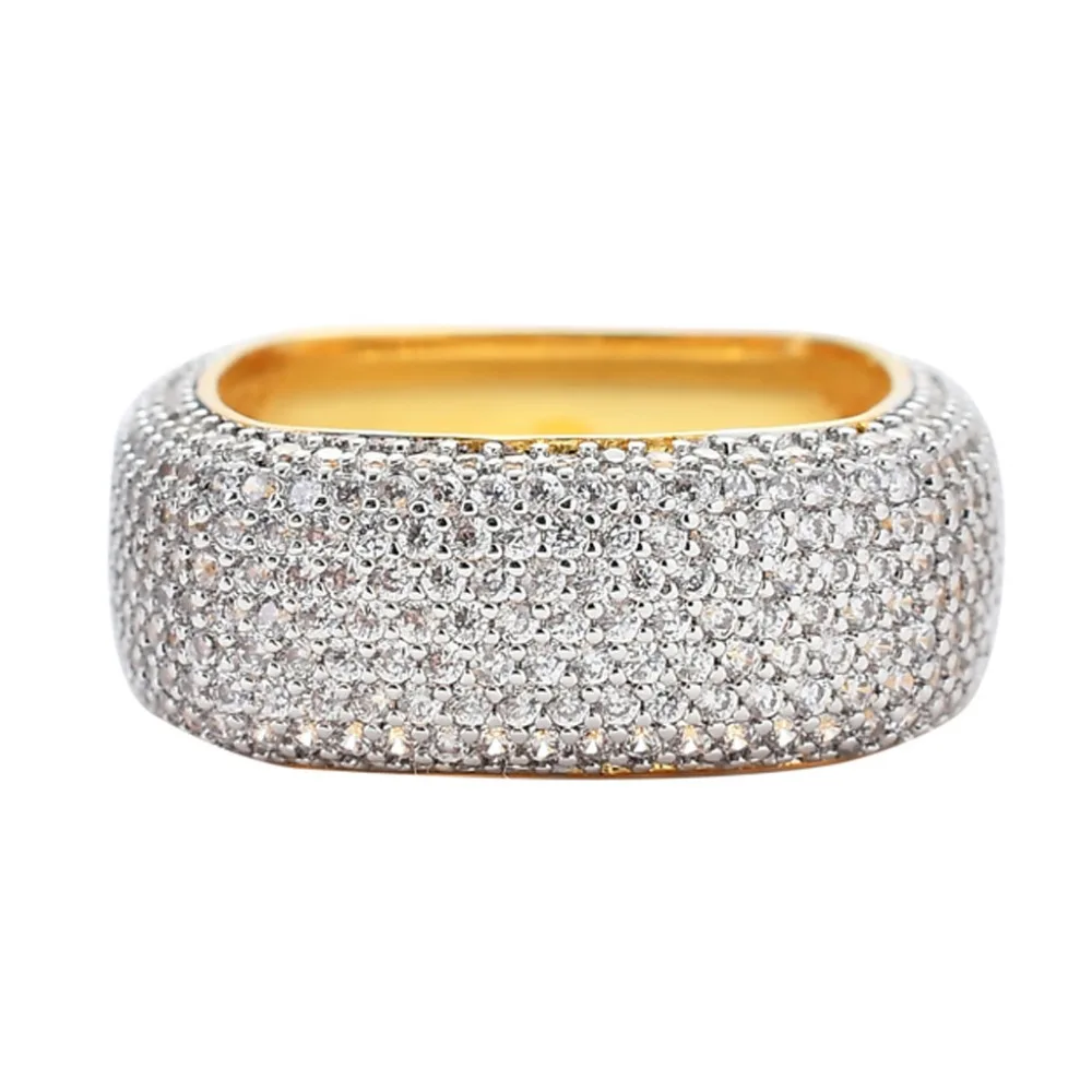 

Micro Paved AAA Cubic Zirconia Bling Iced Out Geometric Square Men Finger Ring Man Hip Hop Rapper Rings Jewelry