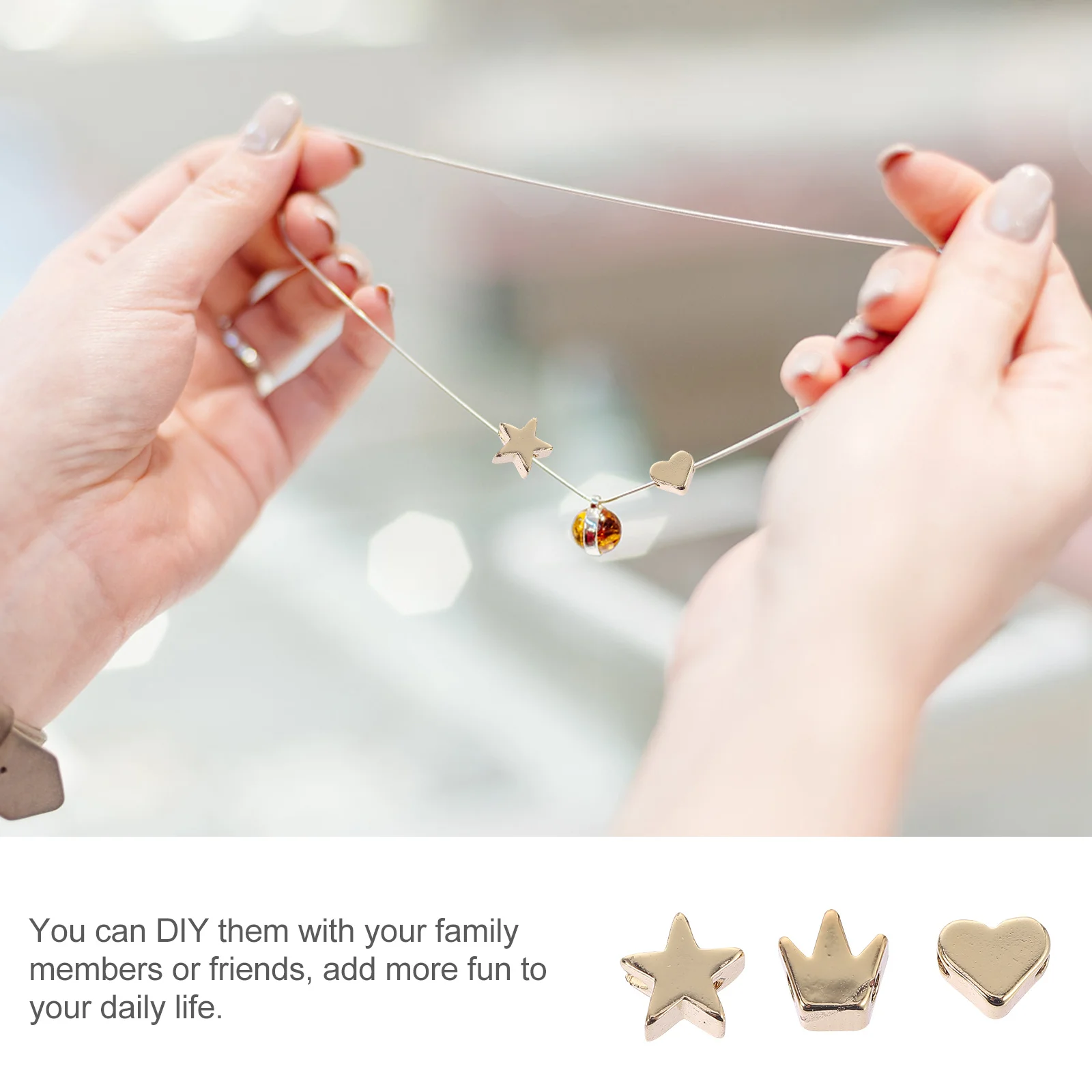 

90Pcs Crown Heart Star Jewelry Spacer Beads Alloy for Bracelet Necklace Earrings DIY Craft Charms Spacer Beads