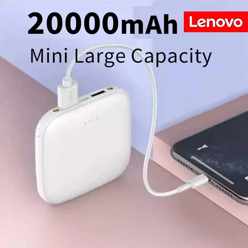 

Портативный блок питания Lenovo с быстрой зарядкой, 20000 мАч, внешний источник питания большой емкости, ультратонкий, для iPhone, Xiaomi
