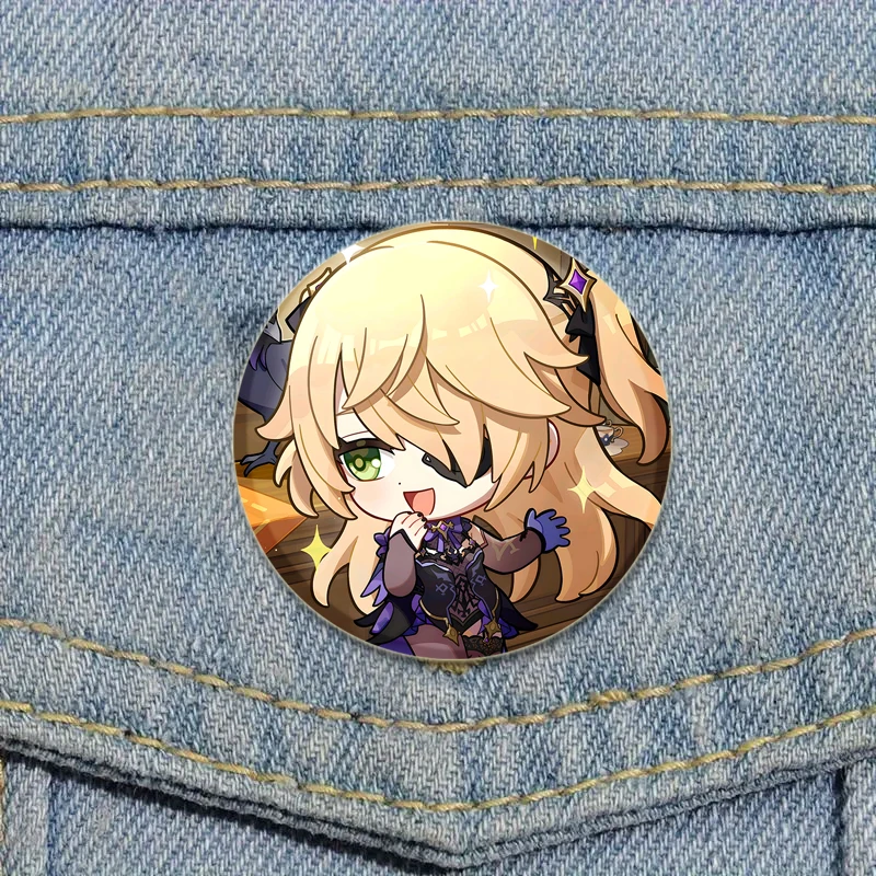 Adventure Games Genshin Impact Pins Round Cartoon Handmade Brooches for Anime Collection Badge Decoration Gift Accessory