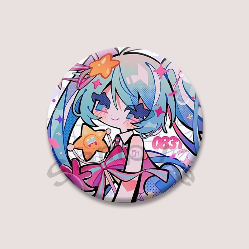 Kawaii Virtual Singer Mik Round Shape Badge Snap-in Cartoon Brooch Anime Project Sekai Lapel Pins Bag Accessories Gifts for Kids image 6