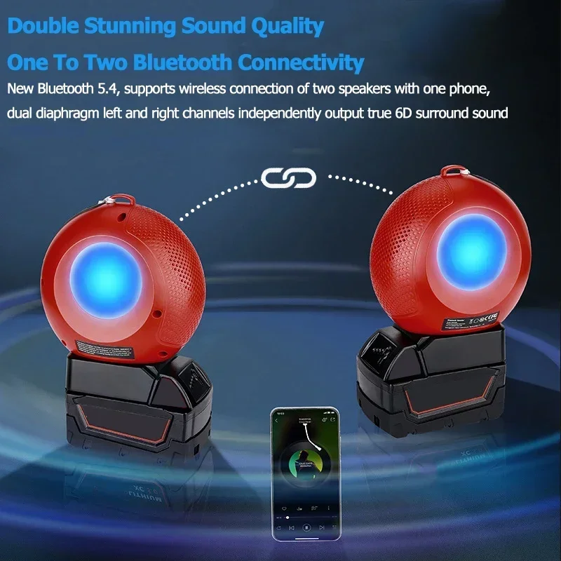 NEW Bluetooth audio colorful light with USB Type-C for Milwaukee/Makita/DEWALT/BOSCH/Ryobi/Craftsman 18-20V Li-ION BATTERY