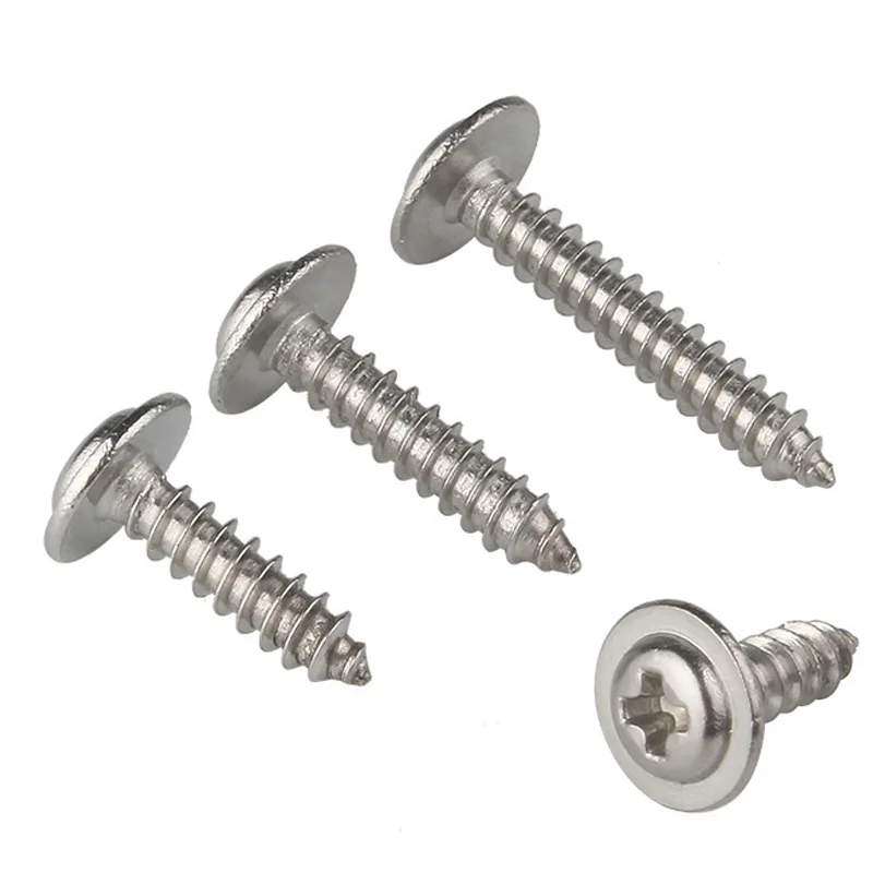 50 Stück M1,4 M1,7 M2 M2,3 M2,6 M3 M4 Kreuzrundkopf mit Unterlegscheibe Selbstschneidende Schraube 304 Edelstahl Holzschrauben – Detail 4