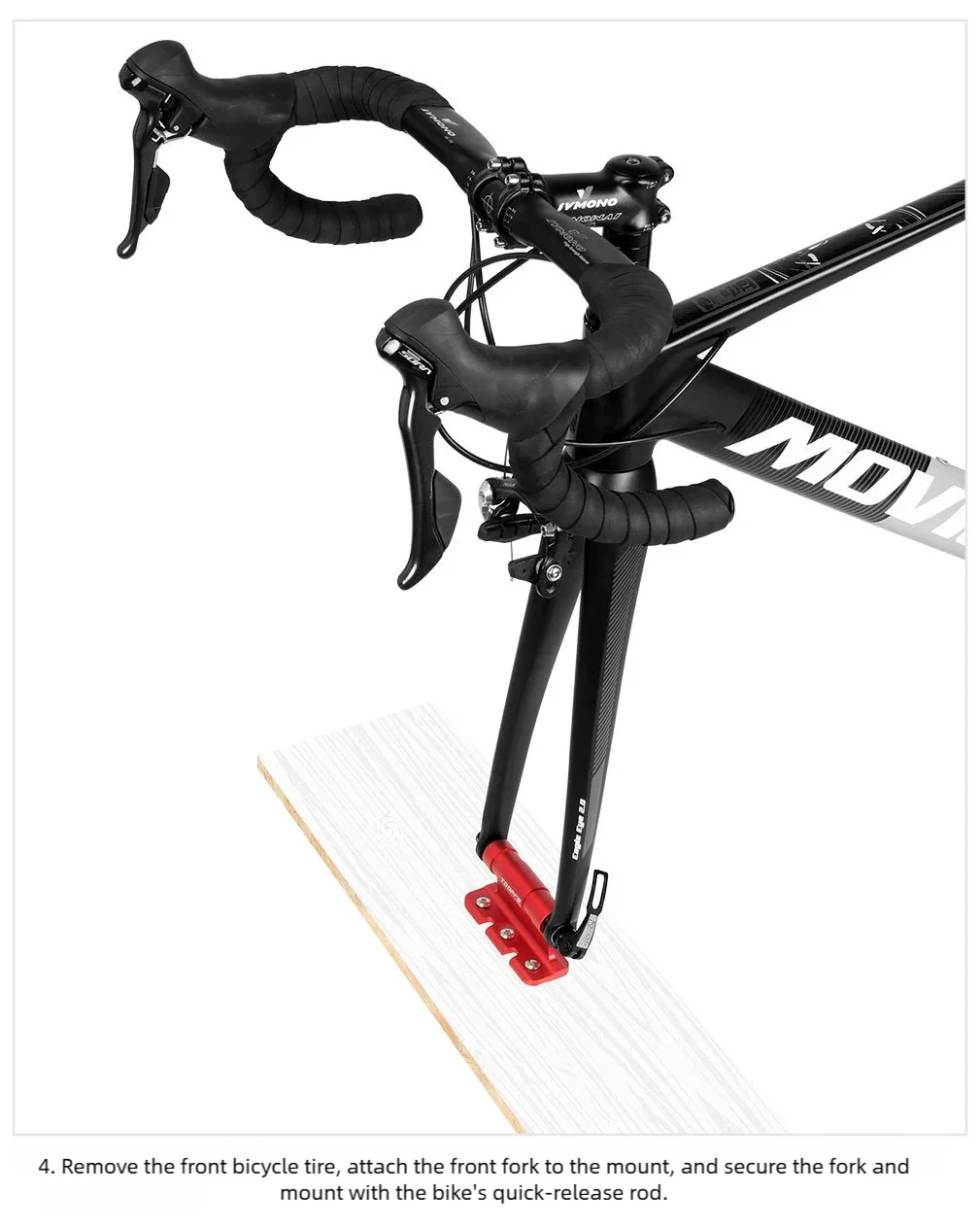 TOOPRE Fahrrad-Vordergabel- und Hinterrad-Halterung für Autodach, Transporthalterung für Schnellspanner/Steckachse, Rennrad- und MTB-Fahrrad-Parkhalterung – Detail 18