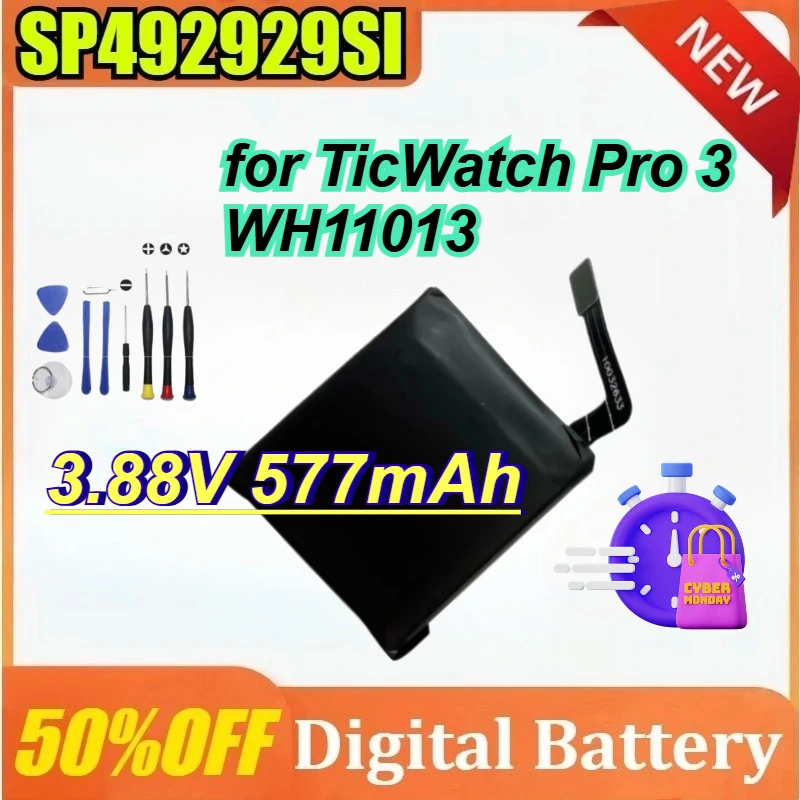 

3.88V 577mAh Battery for TicWatch Pro 3 Battery GPS Wear OS Smartwatch SP492929SI WH11013 Replacement Batteries + Tools