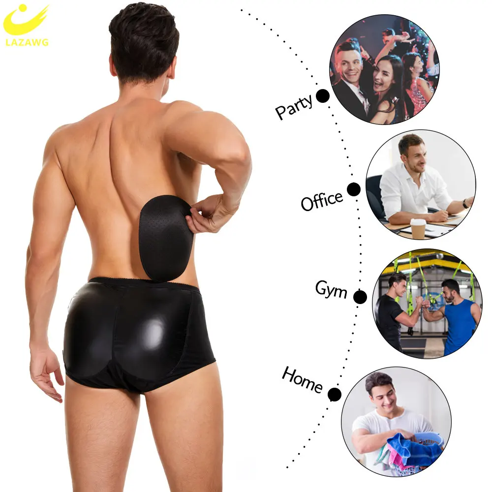 LAZAWG Padded Butt Lifter Panties for Men Push Up Underwear Hip Enhancer Brief Low Waisted Shapewear Fitness Slimming Panty