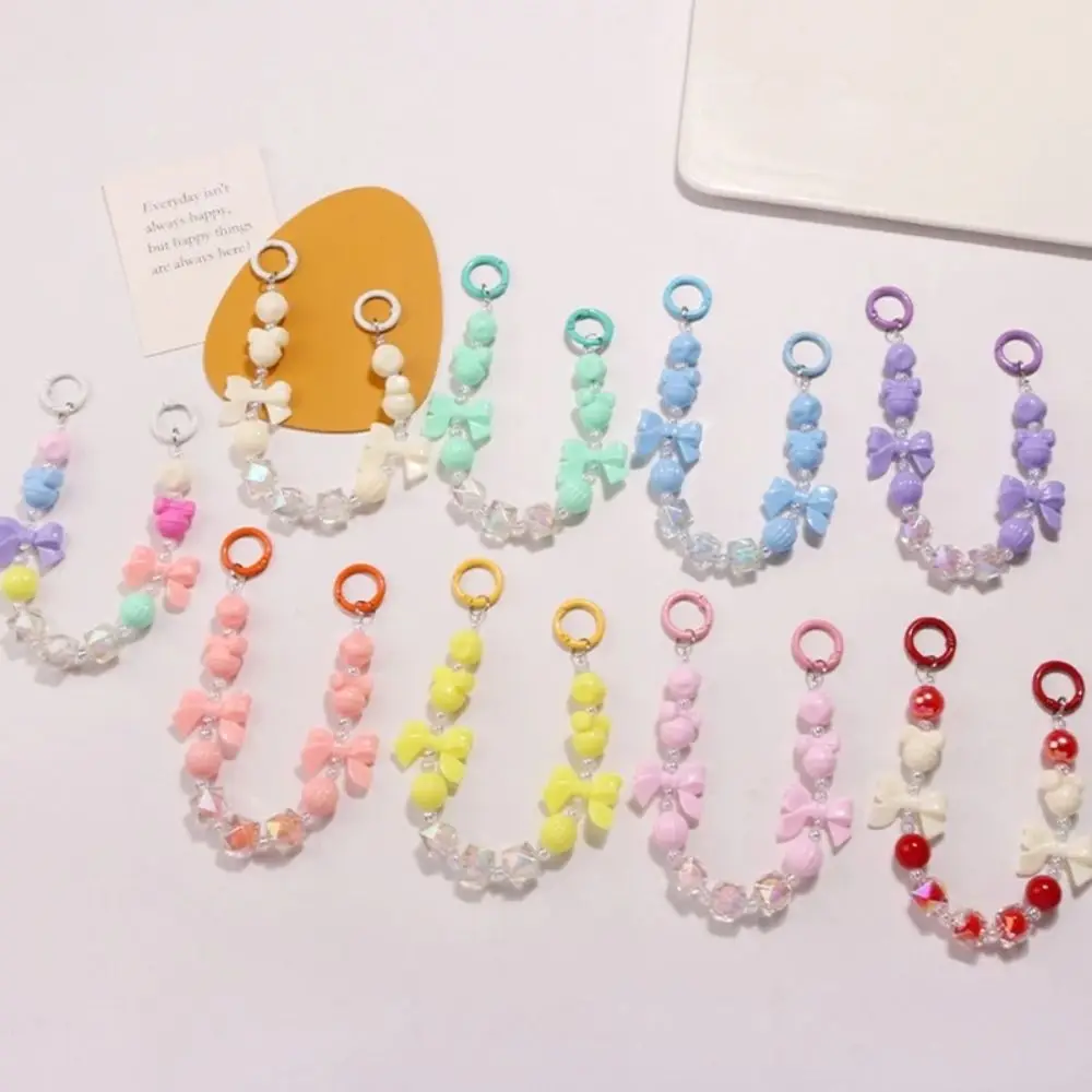 DIY Acrylic Burst Bead Chain Keyring Replacement Gradient Bowknot Pendant Colorful Bag Keychain Bag Accessories