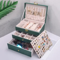 Portable Jewelry Box Large Capacity Jewelry Organizer Display Jewelry Case Button Leather Storage Zipper Jewelers Joyero