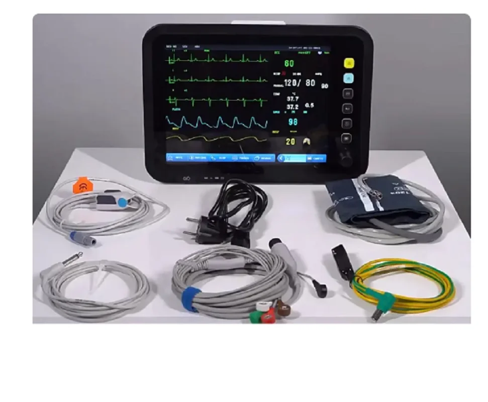 12 Inch Thin Screen Human 6-parameter Monitor ECG/NIBP/PR/SPO2/RESP/TEMP Patient Monitor Vital Signs